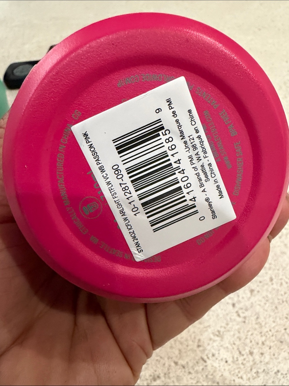Stanley Bright Pink Bottle with Teal Handle 24 ounces - Picture 2 of 2